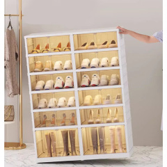 Caja de zapatos de plástico transparente apilable de 6 capas de la marca Tumey, puede contener 12 pares de zapatos, caja de almacenamiento de zapatos de armario, caja de almacenamiento de zapatos modular, caja de almacenamiento de zapatos de plástico blan