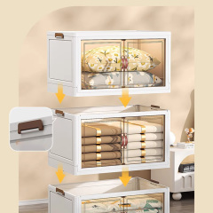 TUMEY-265 1 pieza Armario de almacenamiento plegable de 55 cm de ancho, caja plegable de doble puerta, armario de almacenamiento con ruedas de doble puerta opcional de 2 a 5 capas, estante de almacenamiento de juguetes para ropa para el hogar/niños