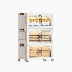 TUMEY-265 1 pieza Armario de almacenamiento plegable de 55 cm de ancho, caja plegable de doble puerta, armario de almacenamiento con ruedas de doble puerta opcional de 2 a 5 capas, estante de almacenamiento de juguetes para ropa para el hogar/niños
