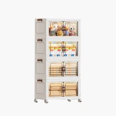 TUMEY-265 1 pieza Armario de almacenamiento plegable de 55 cm de ancho, caja plegable de doble puerta, armario de almacenamiento con ruedas de doble puerta opcional de 2 a 5 capas, estante de almacenamiento de juguetes para ropa para el hogar/niños