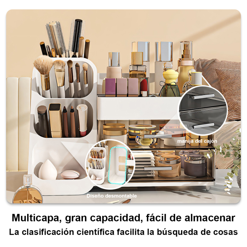 TUMEY-8076 Soporte de exhibición de cosméticos, caja de almacenamiento de escritorio, caja de almacenamiento de cosméticos, clasificación de almacenamiento de baño, estante de almacenamiento de suministros de estudio