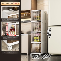 TUMEY-JM4445 1 armario de almacenamiento estrecho ultrafino de 30 cm/11 pulgadas, armario de almacenamiento plegable de 4 capas, armario con ruedas de plástico reforzado, armario de sala de estar de varias capas, estante a prueba de polvo