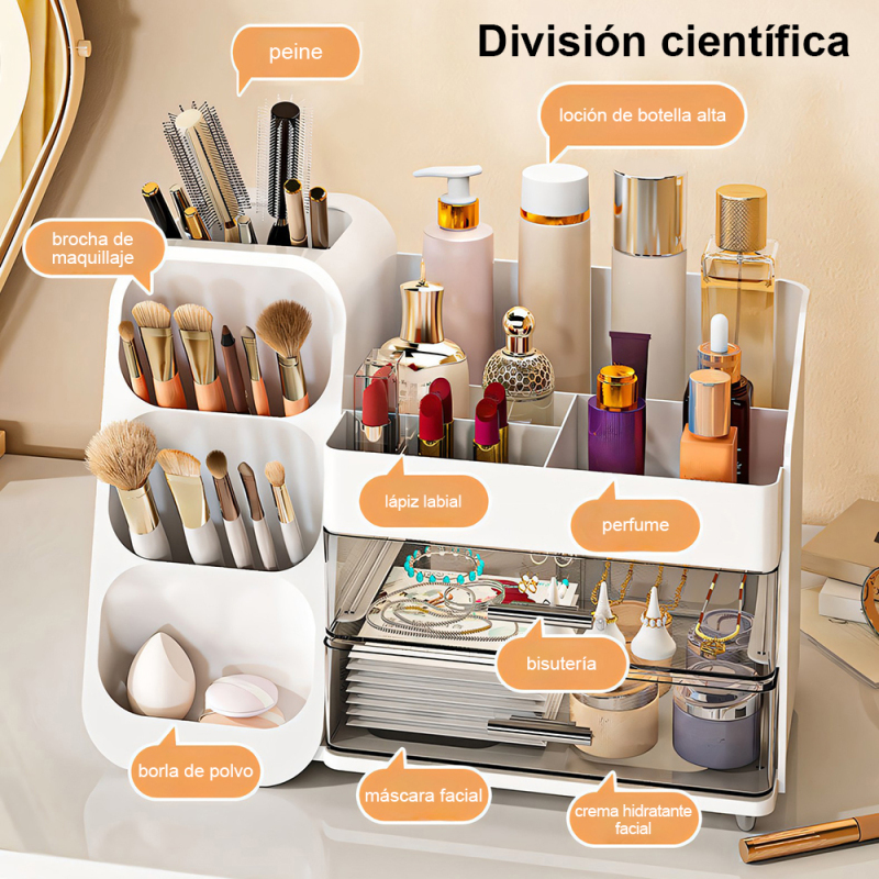 TUMEY-8076 Soporte de exhibición de cosméticos, caja de almacenamiento de escritorio, caja de almacenamiento de cosméticos, clasificación de almacenamiento de baño, estante de almacenamiento de suministros de estudio