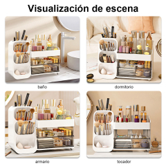 TUMEY-8076 Soporte de exhibición de cosméticos, caja de almacenamiento de escritorio, caja de almacenamiento de cosméticos, clasificación de almacenamiento de baño, estante de almacenamiento de suministros de estudio