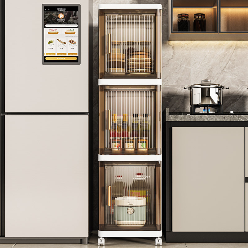 TUMEY-JM4445 1 armario de almacenamiento estrecho ultrafino de 30 cm/11 pulgadas, armario de almacenamiento plegable de 4 capas, armario con ruedas de plástico reforzado, armario de sala de estar de varias capas, estante a prueba de polvo