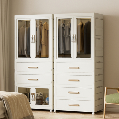 TUMEY-2155-2Y-2C Armario de almacenamiento plegable con puerta transparente, armario de almacenamiento, armario multifuncional plegable extraíble que se puede combinar libremente, adecuado para sala de estar, estudio, dormitorio