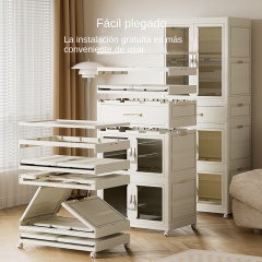 TUMEY-2155-2Y-2C Armario de almacenamiento plegable con puerta transparente, armario de almacenamiento, armario multifuncional plegable extraíble que se puede combinar libremente, adecuado para sala de estar, estudio, dormitorio