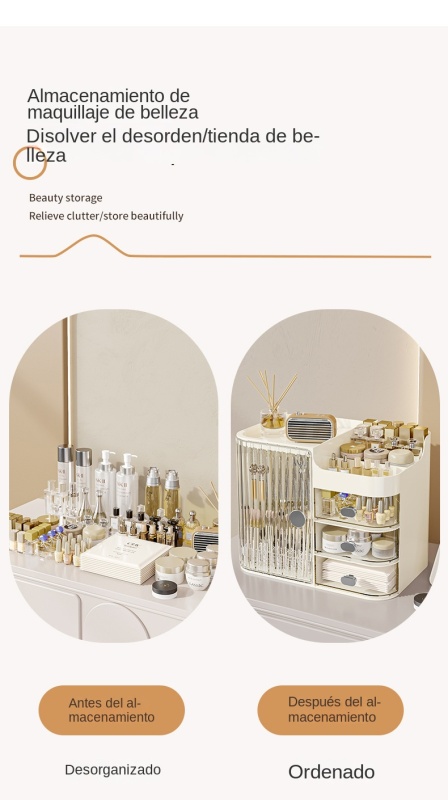 TUMEY-3028 Caja de almacenamiento de maquillaje de escritorio