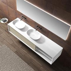 China Wholesale Factory Double Counter Top Sinks Floating Bathroom Vanity Cabinet TW-2218