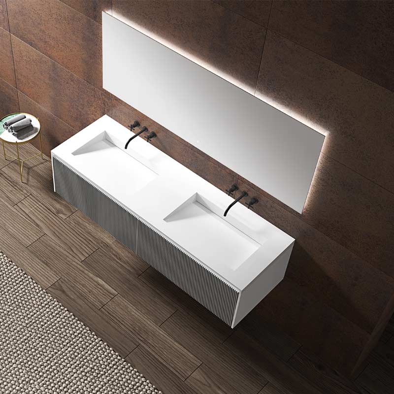Quality Wholesale Unique Design Double Under Counter Sinks Floating Bathroom Vanity Cabinet WBL-0012