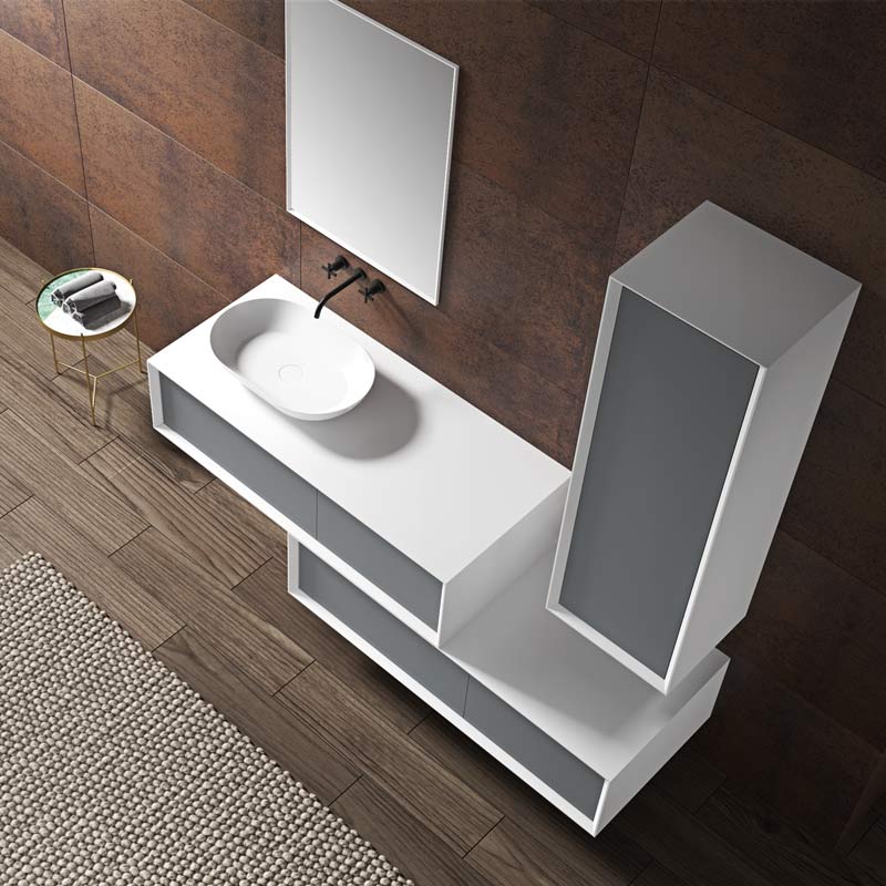 Italian Bathroom Vanity with Counter Top Basin High Quality Wall