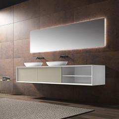 China Wholesale Factory Double Counter Top Sinks Floating Bathroom Vanity Cabinet TW-2218