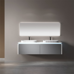 Wholesale High End Quality Double Counter Top Sink Floating Bathroom Vanity Cabinet WBL-0522