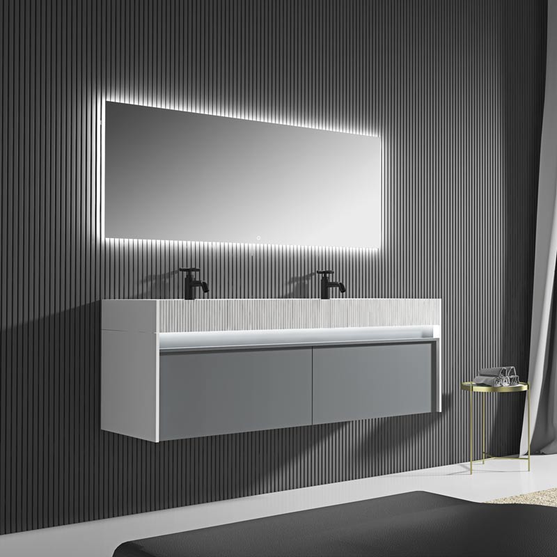 Wholesale Fashion Double Under Counter Sinks Floating Bathroom Vanity WBL-0612
