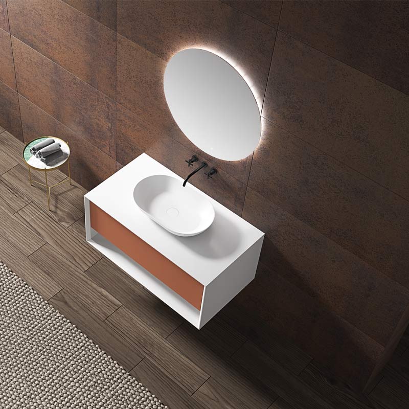 Wholesale High End Quality Single Counter Top Sink Wall Mounted Hanging Bathroom Vanity Cabinet TW-2200