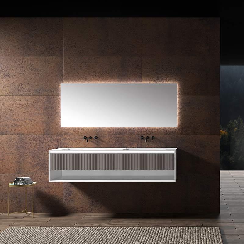 Double Under Counter Sinks Floating Bathroom Cabinet WBL-0016