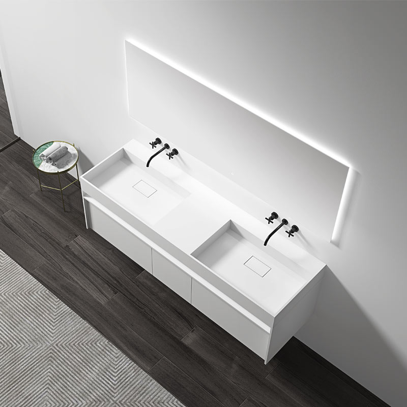 Hochwertiger, einzigartiger Design-Doppelwaschtisch im Großhandel, schwimmender Badezimmer-Waschtischschrank WBL-0315