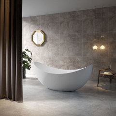 Beliebte Großhandelsdesigner-Mondförmige freistehende Acrylbadewanne TW-7618