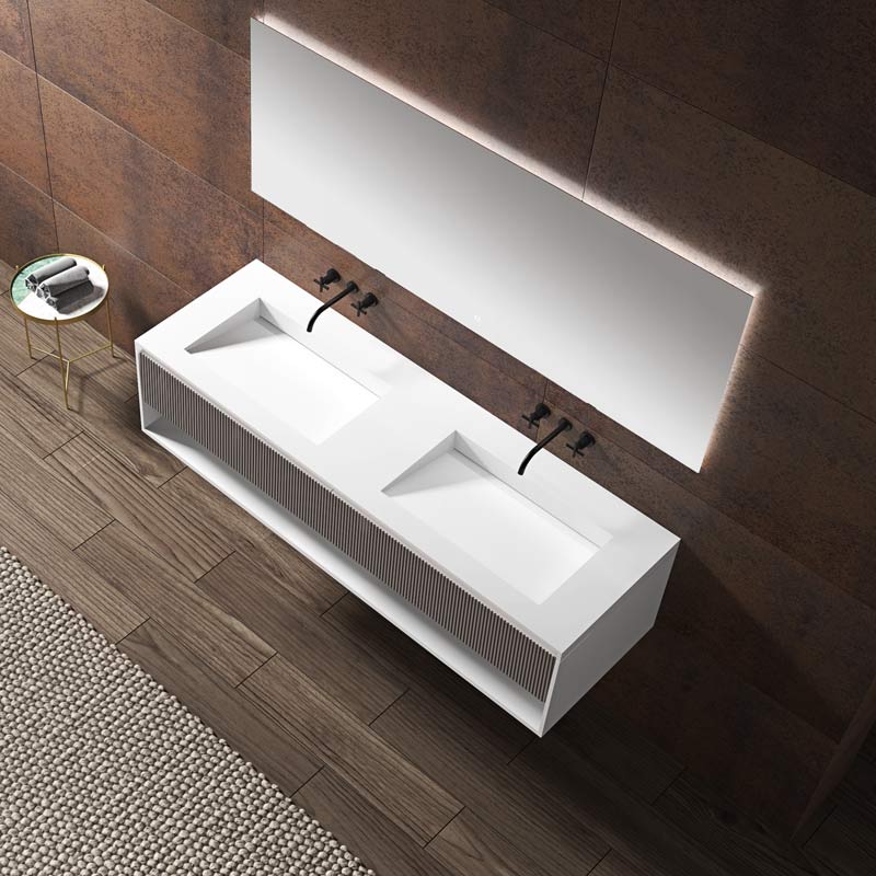 Double Under Counter Sinks Floating Bathroom Cabinet WBL-0016