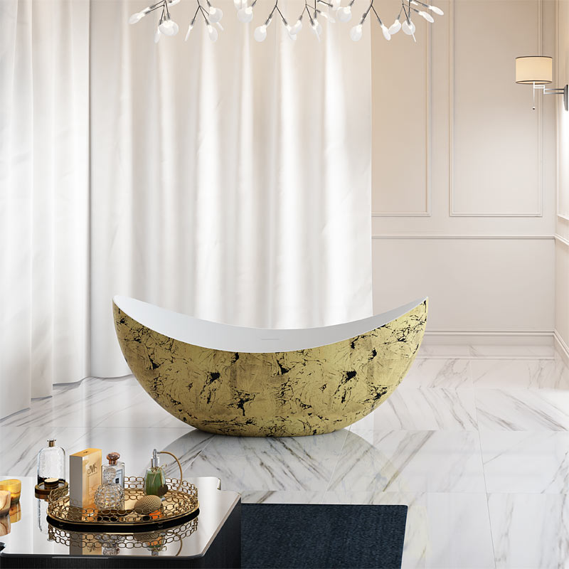 China Großhandel Fabrik Neues Design Mondförmige freistehende Acrylbadewanne TW-7618G