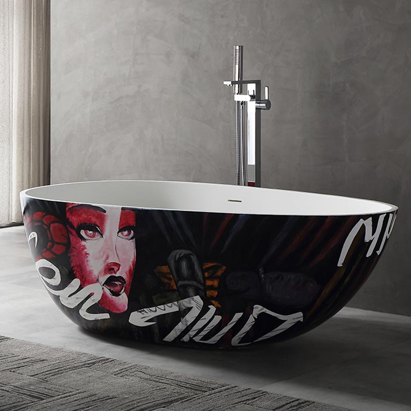 Oval Art Colorful Freestanding Artificial Stone Bathtub XA-8806H