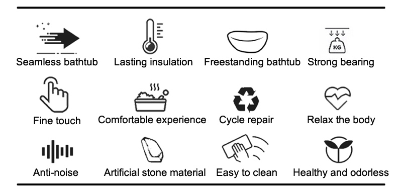 T&W Freestanding Artificial Stone Bathtub