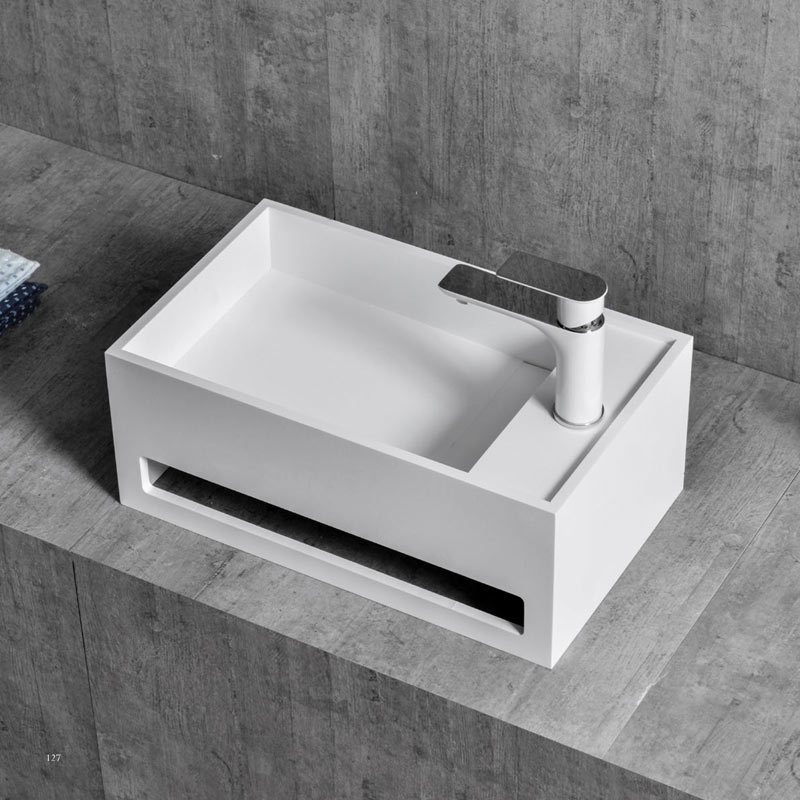 Factory Supply Quality Assurance Rectangle Above Counter Top Artificial Stone Bathroom Basin XA-A17