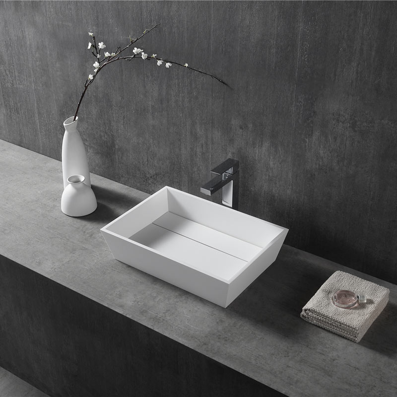 Wholesale High End Quality Rectangle Above Counter Top Resin Stone Wash Basin XA-A33B