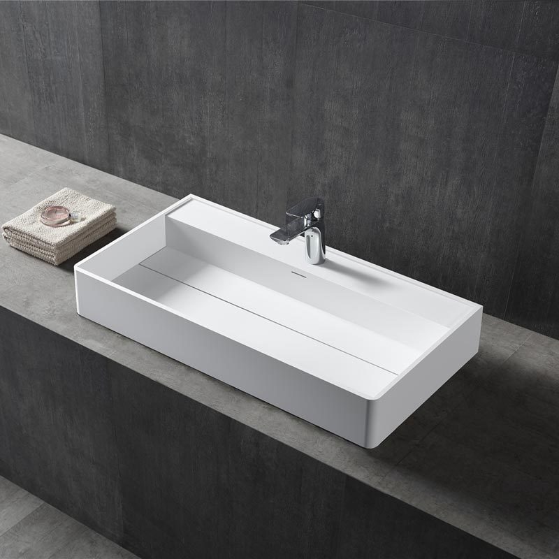 Wholesale Price Rectangle Counter Top Sink & Wall Hung Single Wash Basin XA-G10B