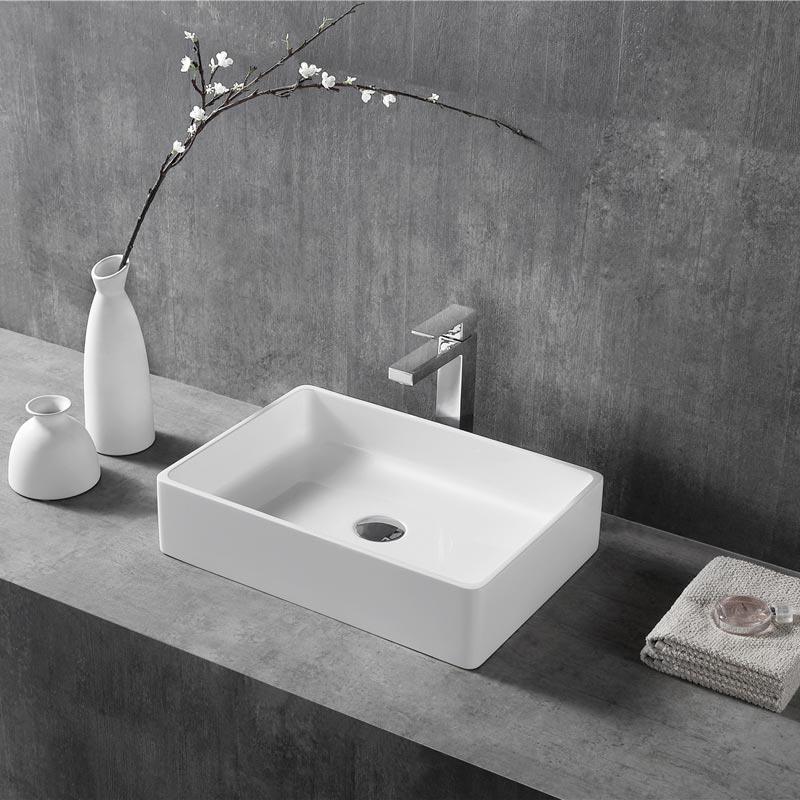 China Wholesale Factory Rectangle Above Counter Top Resin Stone Wash Basin XA-A28