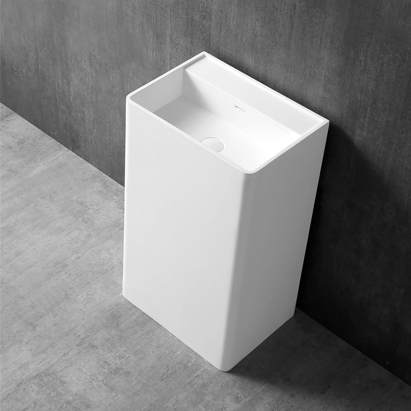 Quality Wholesale Unique Design Rectangle Freestanding Stone Resin Pedestal Bathroom Wash Basin XA-Z26