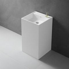 Factory Supply Quality Assurance Square Freestanding Stone Resin Pedestal Bathroom Wash Basin XA-Z27