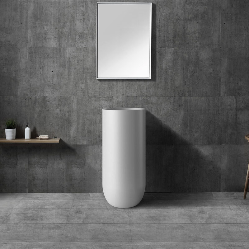 Popular Wholesale Designer Round Freestanding Stone Resin Pedestal Bathroom Wash Basin XA-Z22