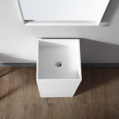Popular Wholesale Designer Square Freestanding Stone Resin Pedestal Bathroom Wash Basin XA-Z33