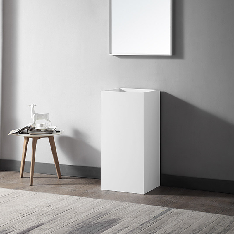 Popular Wholesale Designer Square Freestanding Stone Resin Pedestal Bathroom Wash Basin XA-Z33