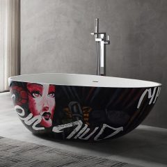 Factory Supply Quality Assurance Oval Art Colorful Freestanding Artificial Stone Bathtub XA-8806H