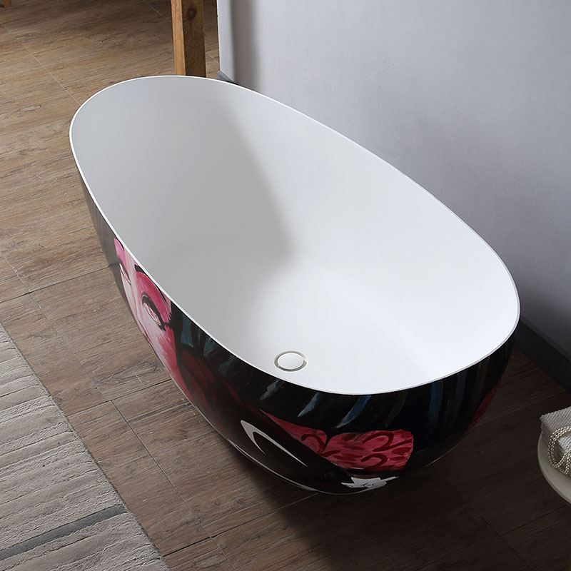 Quality Wholesale Unique Design Oval Art Colorful Freestanding Artificial Stone Bathtub XA-8866H