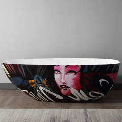 Quality Wholesale Unique Design Oval Art Colorful Freestanding Artificial Stone Bathtub XA-8866H
