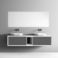 China Wholesale Factory Double Counter Top Sinks Floating Bathroom Vanity Cabinet TW-2205