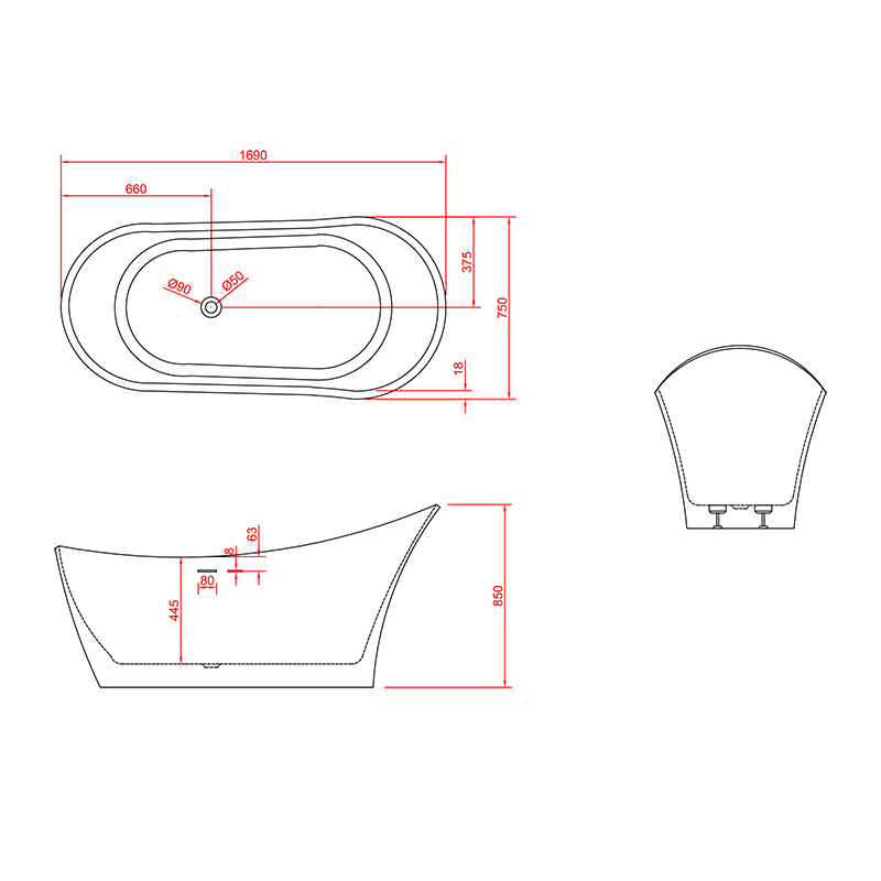 Factory Wholesale Oval Freestanding Acrylic Bathtub XA-169