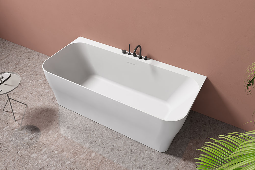 Bcak To Wall Freestanding Artificial Stone Solid Surface Bathtub TW-8609