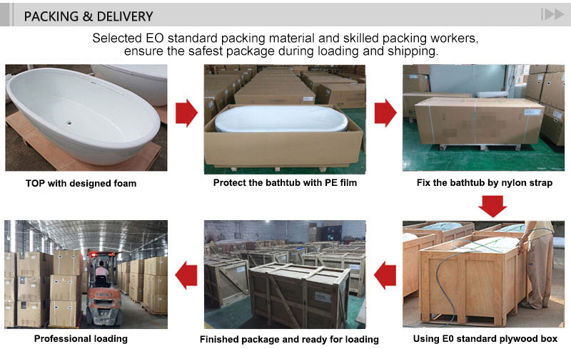T&W Freestanding Artificial Stone Bathtub packing and delivery