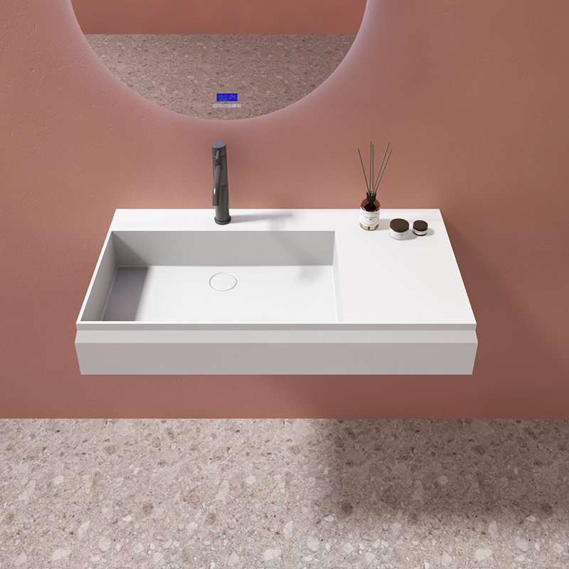 Wall-Mount Hung Artificial Stone Solid Surface Wash Basin Single Bathroom Sink TW-G8635GAAA