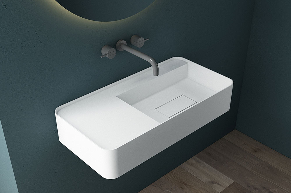 Wall-Mount Hung Artificial Stone Solid Surface Wash Basin Single Bathroom Sink TW-G822