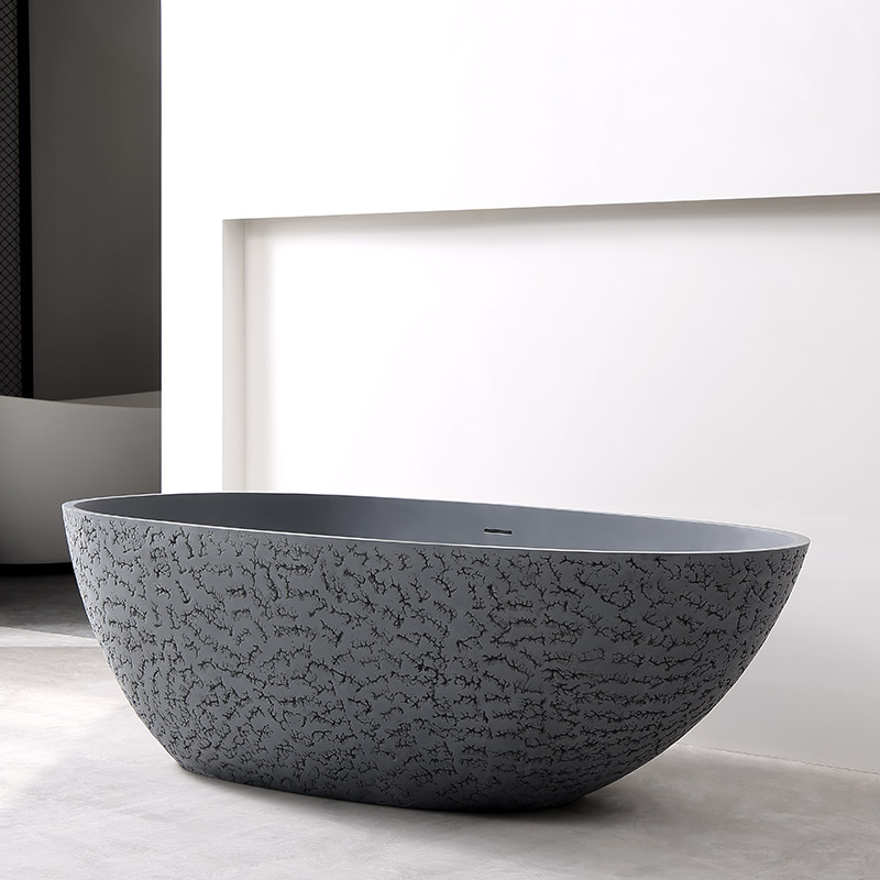 Textured Stone Freestanding Artificial Stone Bathtub XA-8806G