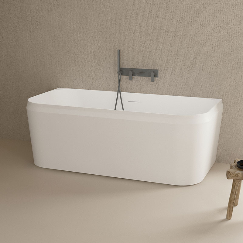 Back To Wall Freestanding Artificial Stone Solid Surface Bathtub TW-8636