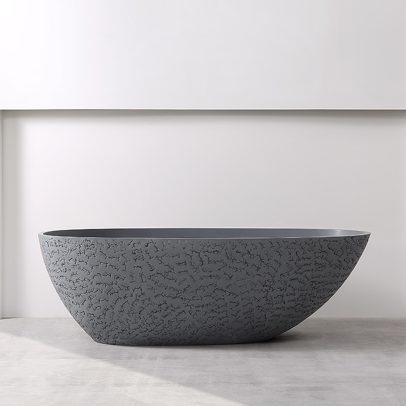 Textured Stone Freestanding Artificial Stone Bathtub XA-8806G