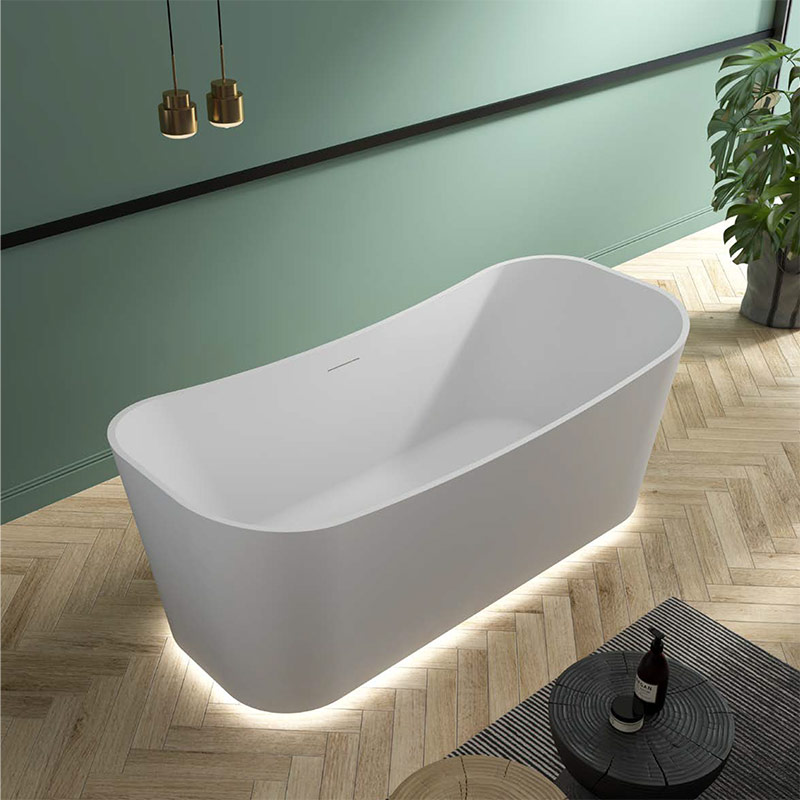 Rectangle Freestanding Artificial Stone Solid Surface Illuminated Bathtub With Lights TW-8617