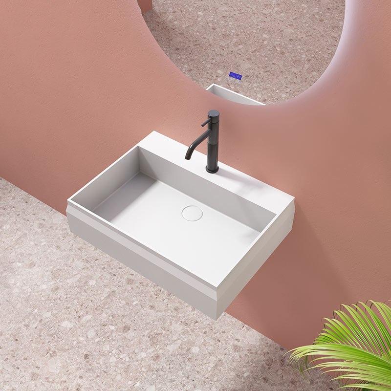 Wall-Mount Hung Artificial Stone Solid Surface Wash Basin Single Bathroom Sink TW-G8635GA