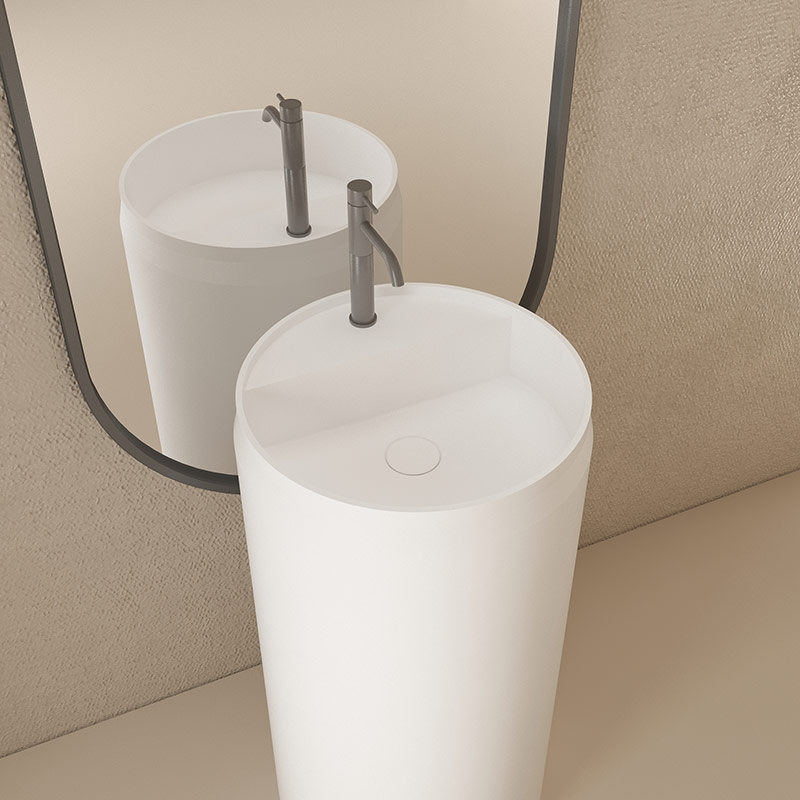 Round Freestanding Pedestal Sink Bathroom Wash Basin TW-8639ZA